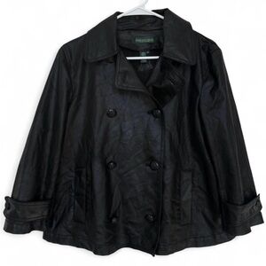 Women's Vintage Ralph Lauren Waxed Cotton Black Jacket‎ Medium Leather Feel